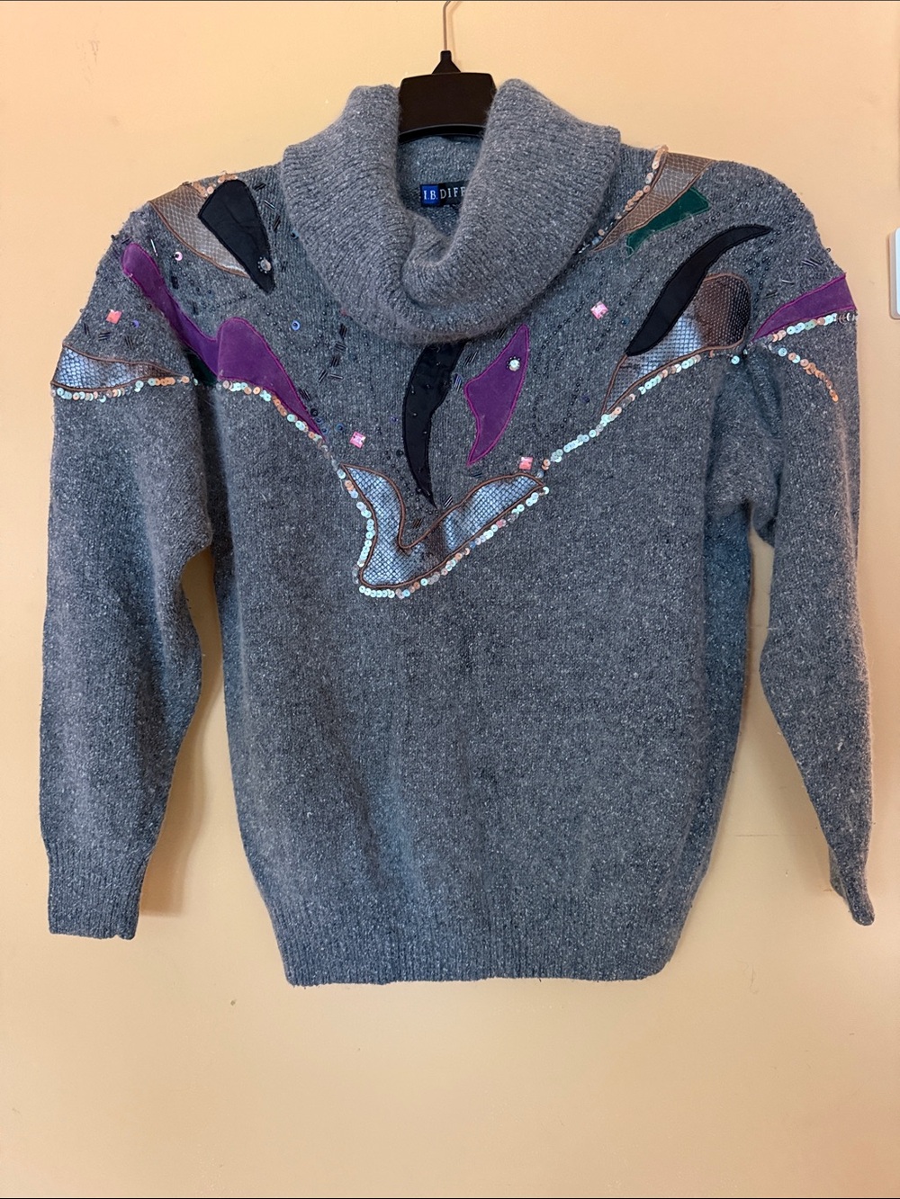 Vintage I.B. Diffusion Cowl Neck Sweater with Sequins Size S